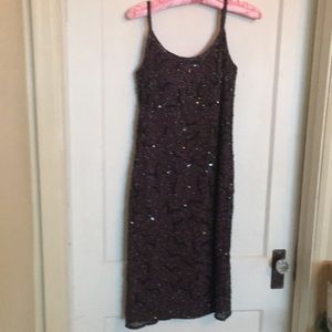 Party sequin and beads brown size small back zipp